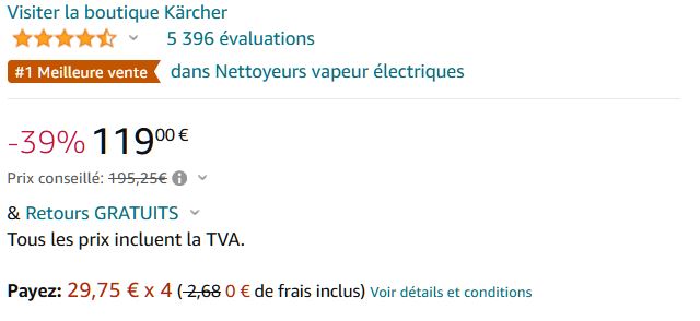 Kärcher SC 3 Nettoyeurs Vapeur Buse pour Sol, Jaune/Noir, 1900 W